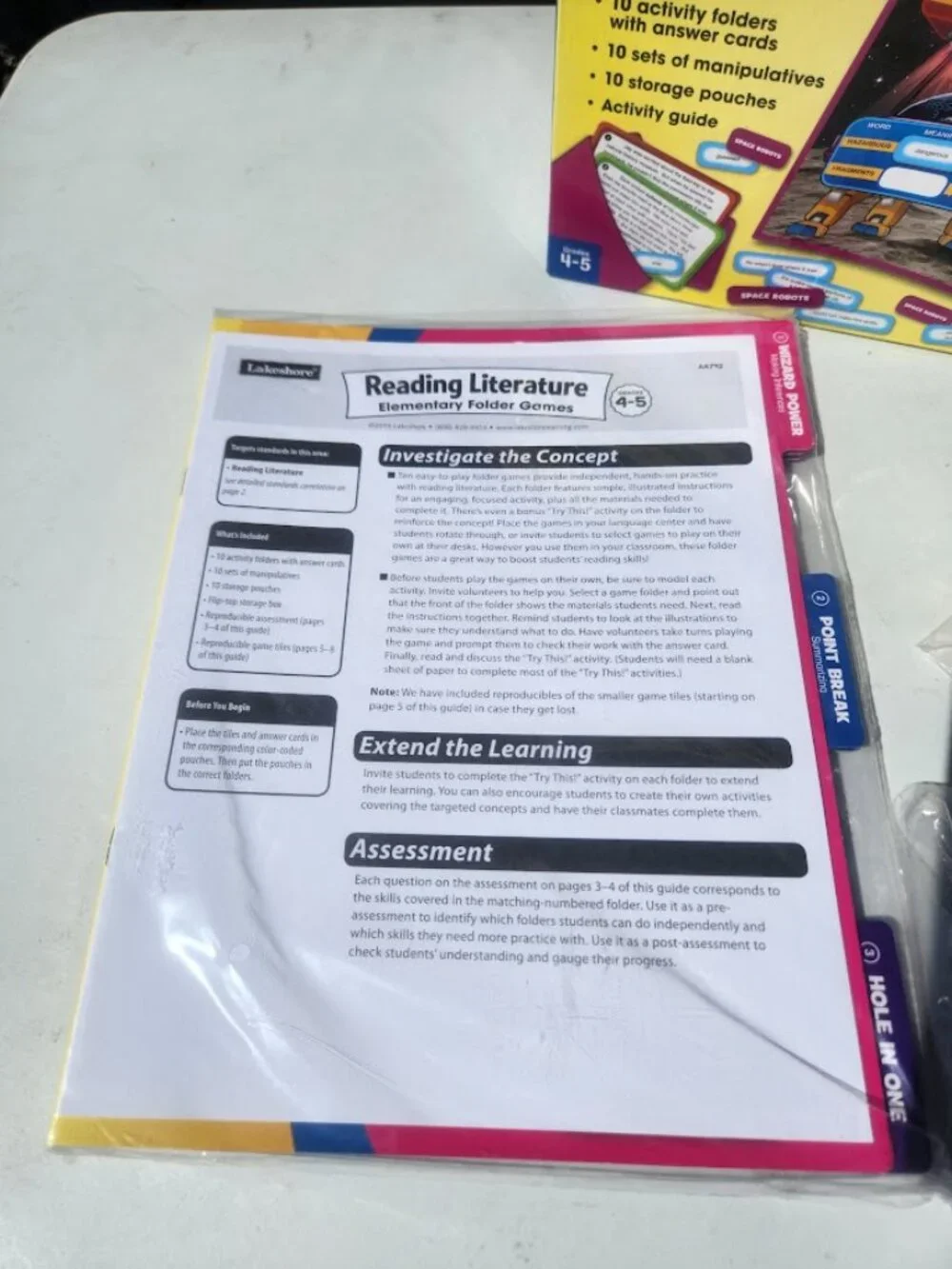 New Lakeshore Reading Literature Folder Game Library Grades 4th 5th Elementary G